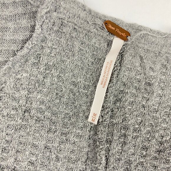 Free People Ventura Waffle Knit Hi Lo Shirt Women's Size M Gray - Picture 10 of 16